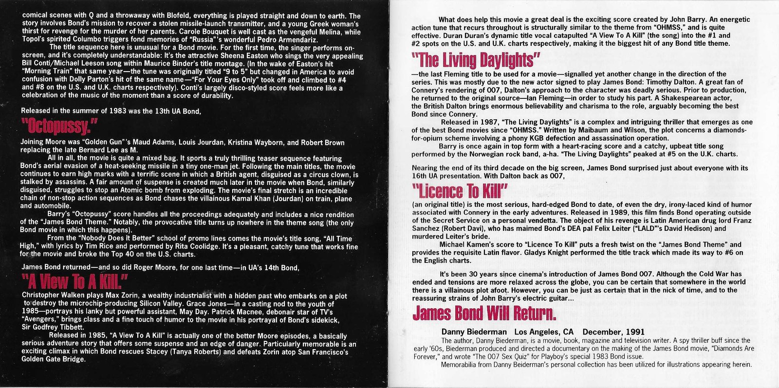 Middle of cover of CDBOND 007
